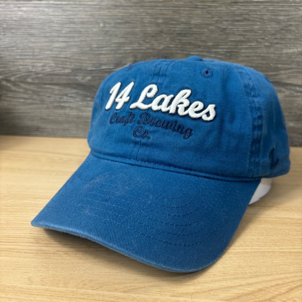 14 Lakes Brewing Hat Cap Strap Back Blue Crosslake Minnesota One Size Adjustable
